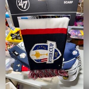 Official 2025 Ryder Cup ‘47 Brand USA Flag Navy/Red/White Winter Knit Scarf NEW!